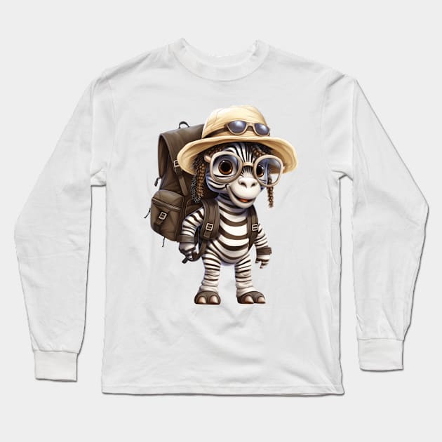 Back To School Zebra Long Sleeve T-Shirt by Chromatic Fusion Studio